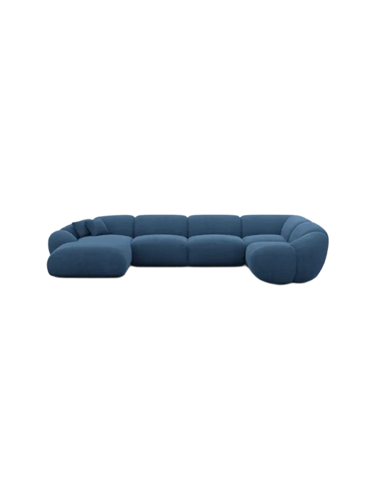 6-Sitzer Design Panorama-Sofa „Cosmo XL“ mit Strukturstoff-Bezug Strukturstoff Dunkelblau BLOOMINGLOFT Collection