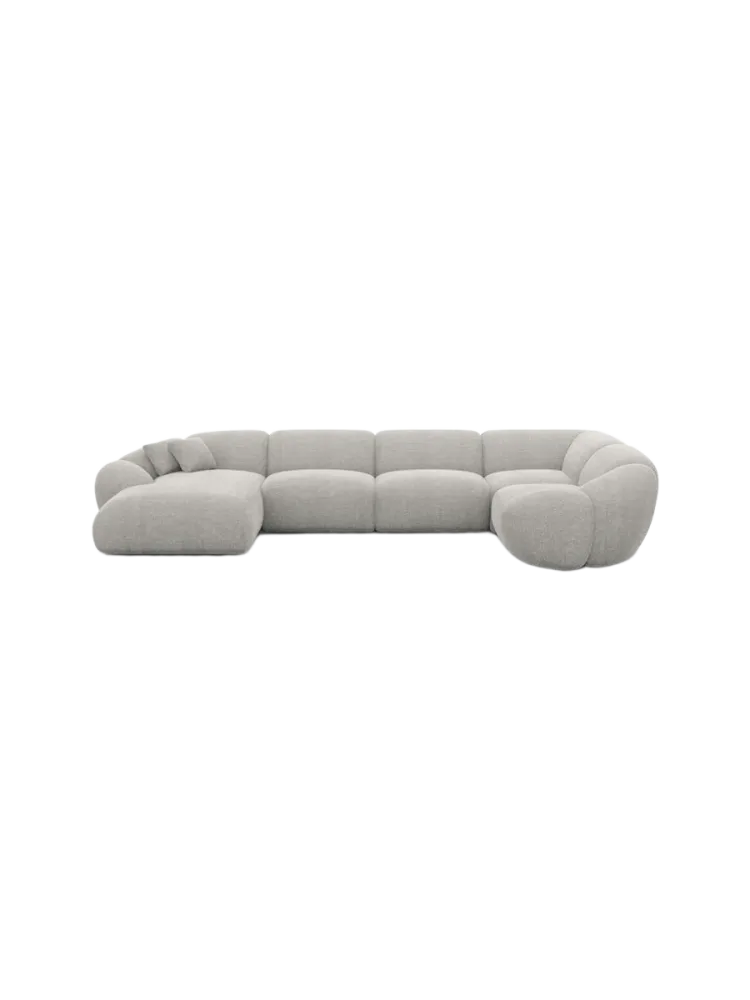 6-Sitzer Design Panorama-Sofa „Cosmo XL“ mit Strukturstoff-Bezug Strukturstoff Hellgrau BLOOMINGLOFT Collection