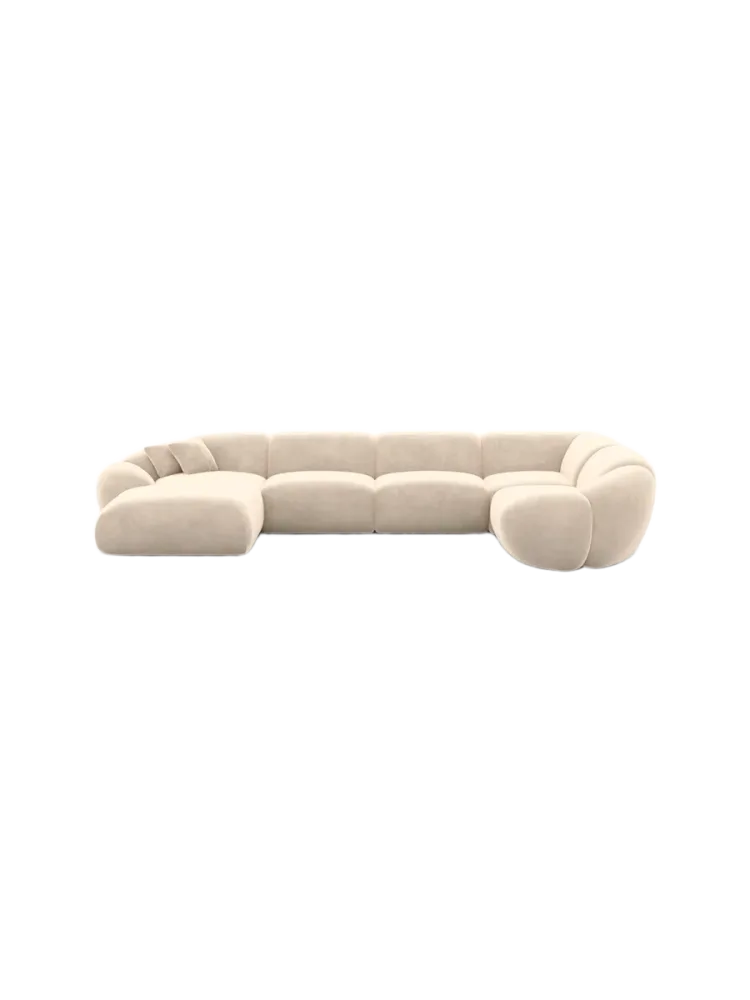 6-Sitzer Design Panorama-Sofa „Cosmo XL“ mit Samtbezug Samtbezug Cream BLOOMINGLOFT Collection