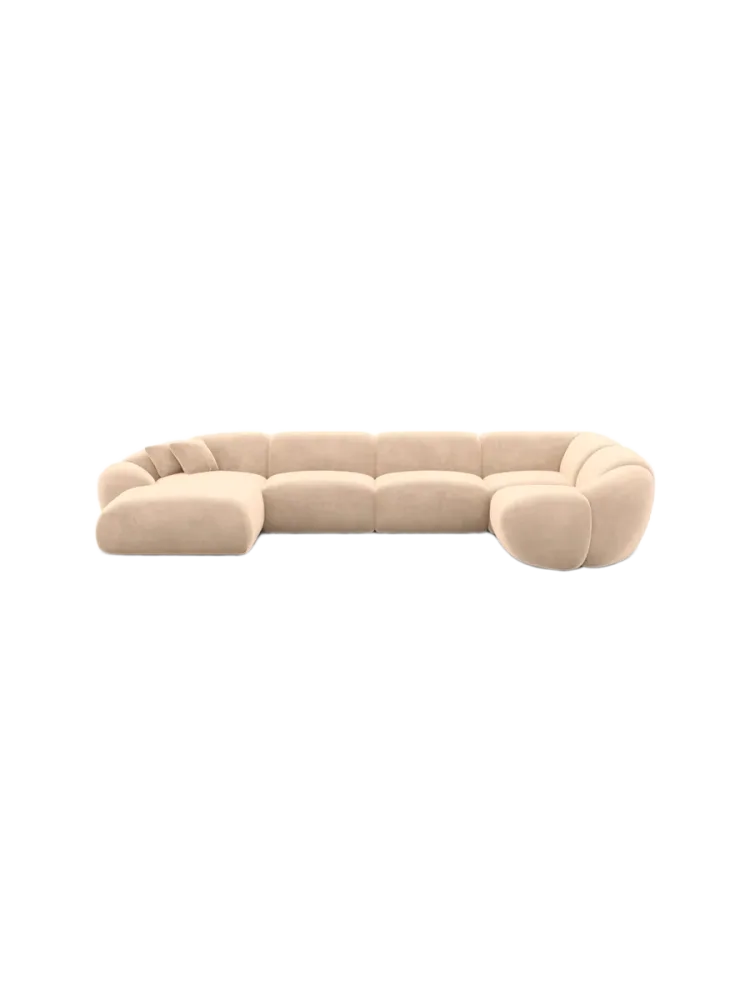 6-Sitzer Design Panorama-Sofa „Cosmo XL“ mit Samtbezug Samtbezug Beige BLOOMINGLOFT Collection