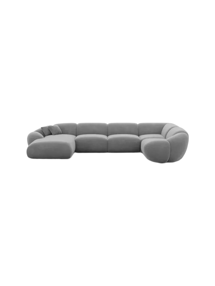 6-Sitzer Design Panorama-Sofa „Cosmo XL“ mit Samtbezug Samtbezug Dunkelgrau BLOOMINGLOFT Collection