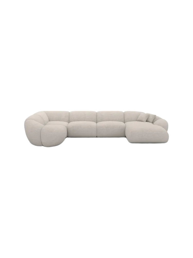 6-Sitzer Design Panorama-Sofa „Cosmo XL“ mit Bouclé-Bezug Bouclé Toffee BLOOMINGLOFT Collection
