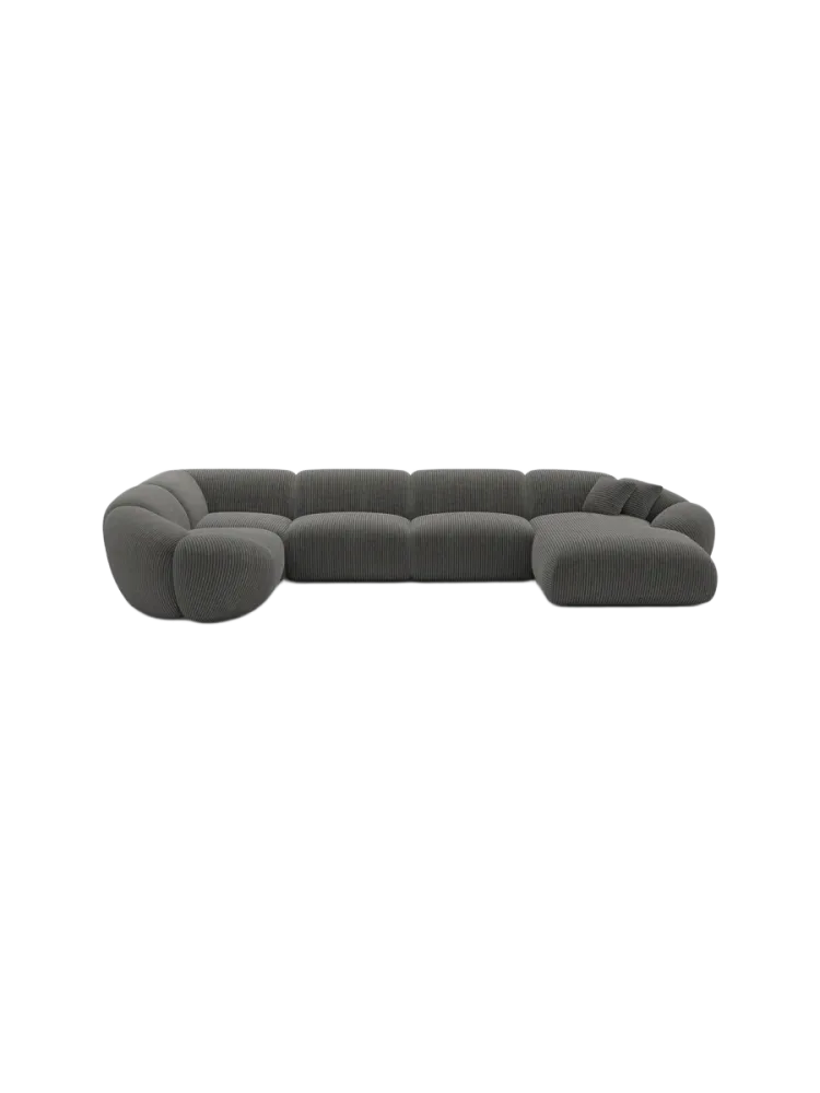 6-Sitzer Design Panorama-Sofa „Cosmo XL“, Cordsamt Cordsamt Dunkelgrau BLOOMINGLOFT Collection