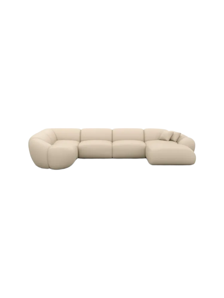 6-Sitzer Design Echtleder Panorama-Sofa „Cosmo XL“ Echtleder Beige BLOOMINGLOFT Collection