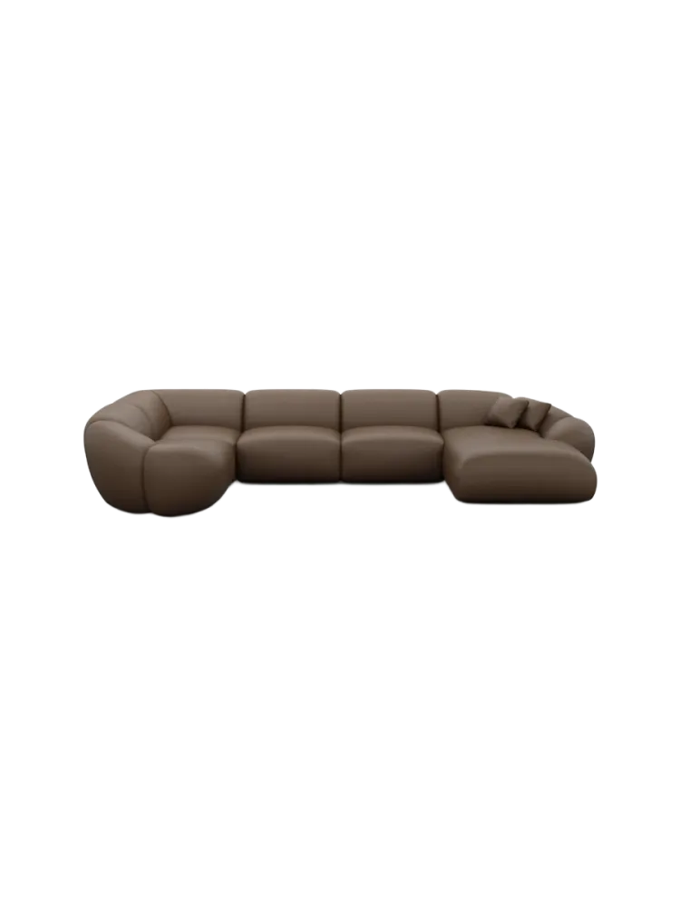 6-Sitzer Design Echtleder Panorama-Sofa „Cosmo XL“ Echtleder Dark Brown BLOOMINGLOFT Collection