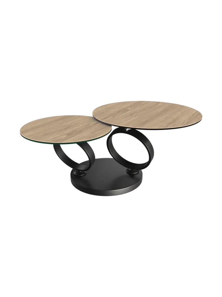 Ausziehbarer, flexibler Design Keramik Couchtisch „Eolia Double Black“ Akante Design