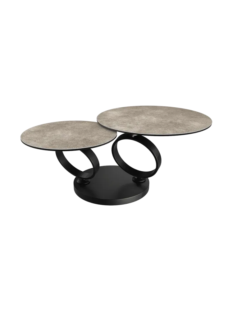 Ausziehbarer, flexibler Design Keramik Couchtisch „Eolia Double Black“ Akante Design