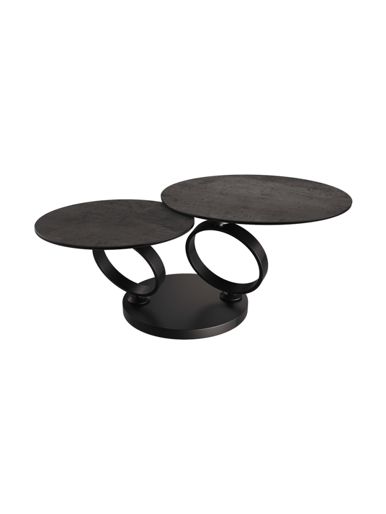 Ausziehbarer, flexibler Design Keramik Couchtisch „Eolia Double Black“ Akante Design