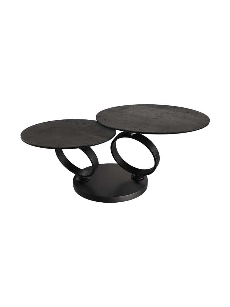Ausziehbarer, flexibler Design Keramik Couchtisch „Eolia Double Black“ Akante Design