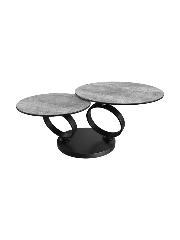 Ausziehbarer, flexibler Design Keramik Couchtisch „Eolia Double Black“ Akante Design