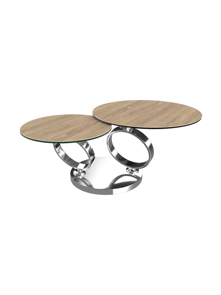 Ausziehbarer, flexibler Design Keramik Couchtisch „Eolia Double Silver“ Akante Design