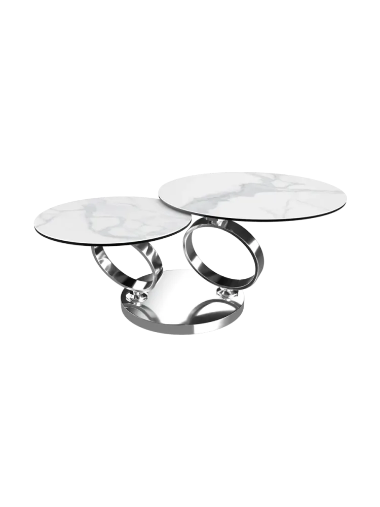 Ausziehbarer, flexibler Design Keramik Couchtisch „Eolia Double Silver“ Akante Design