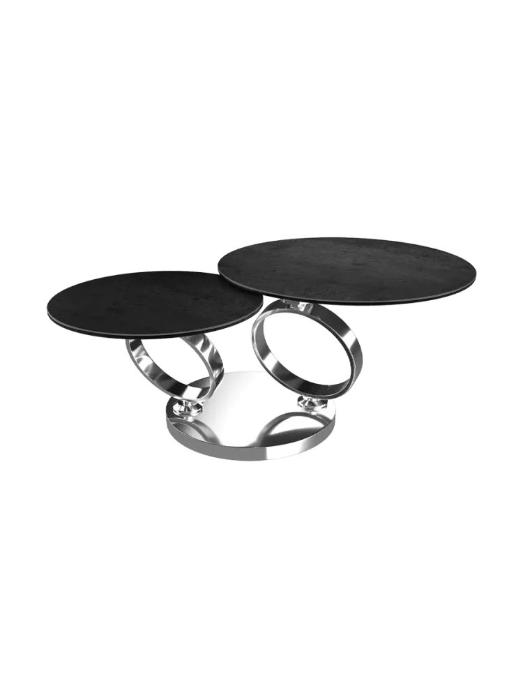 Ausziehbarer, flexibler Design Keramik Couchtisch „Eolia Double Silver“ Akante Design