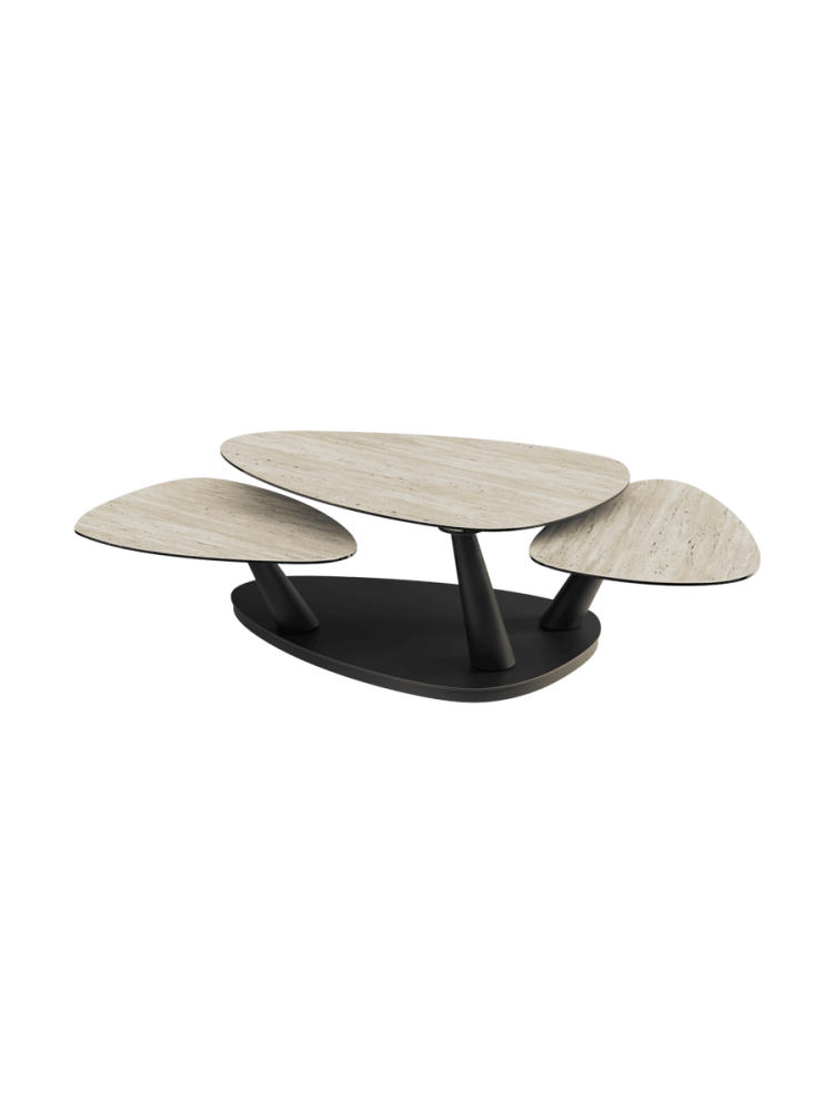 Ausziehbarer, flexibler Design Keramik Couchtisch „Camelias“ Akante Design