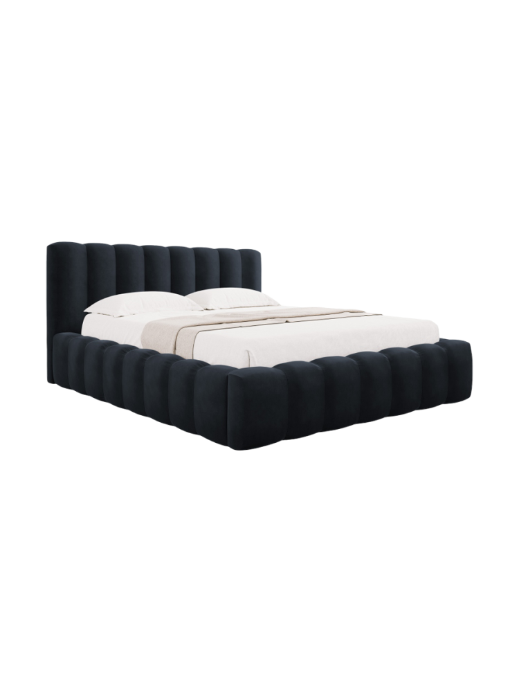 Design Polsterbett „Ludivine“ mit Ablagefach, Samt Dunkelblau CXL by Christian Lacroix