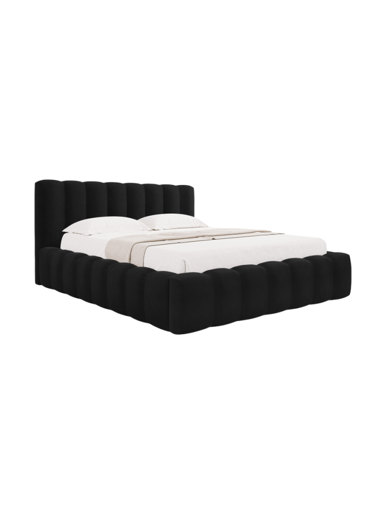 Design Polsterbett „Ludivine“ mit Ablagefach, Samt Schwarz CXL by Christian Lacroix