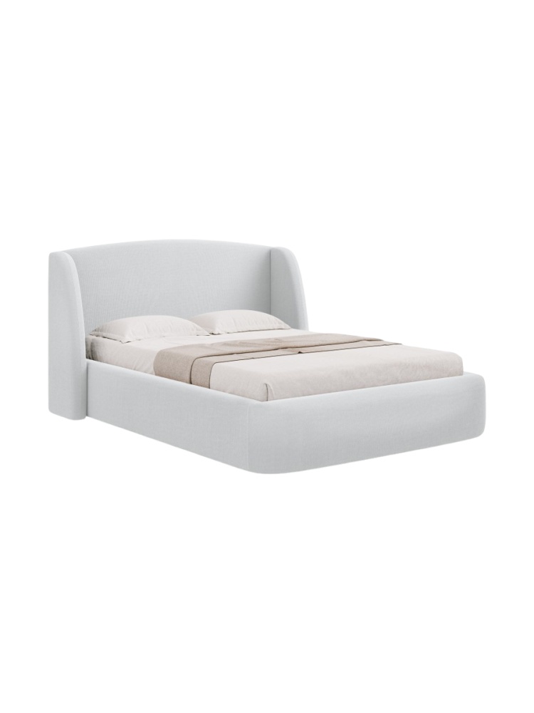 Design Polsterbett „Aude“ mit Ablagefach, Strukturstoff Hellgrau CXL by Christian Lacroix