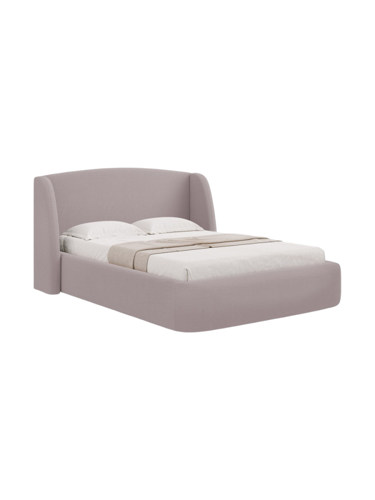Design Polsterbett „Aude“ mit Ablagefach, Strukturstoff Rosa CXL by Christian Lacroix