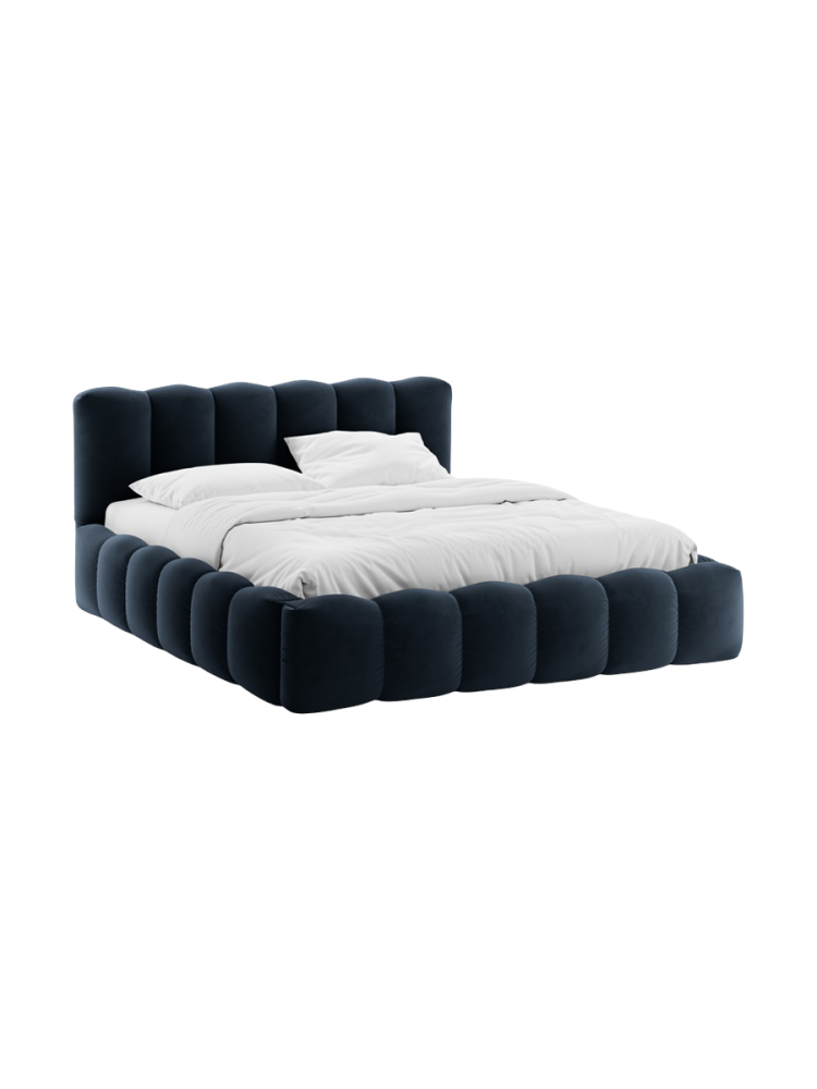 Design Polsterbett „Cameron“ mit Ablagefach, Samt Dunkelblau CXL by Christian Lacroix