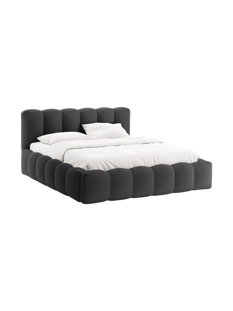 Design Polsterbett „Cameron“ mit Ablagefach, Strukturstoff Anthrazit CXL by Christian Lacroix