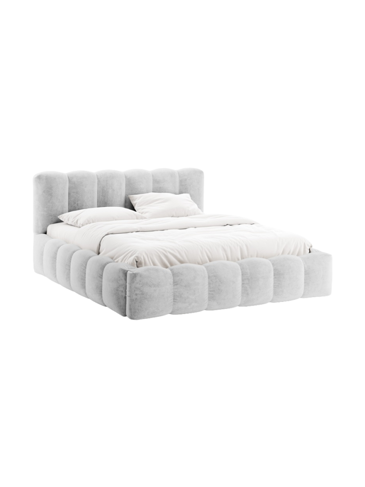 Design Polsterbett „Cameron“ mit Ablagefach, Chenille Silver CXL by Christian Lacroix
