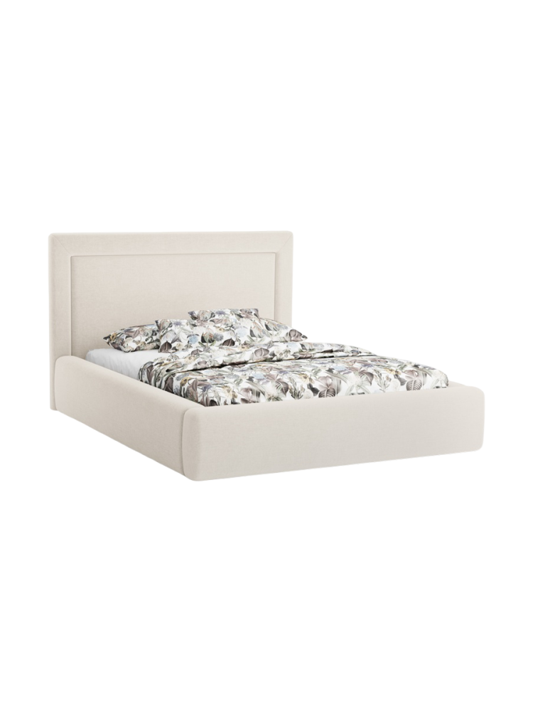 Design Polsterbett „Valerie“ mit Ablagefach, Strukturstoff Beige hell CXL by Christian Lacroix
