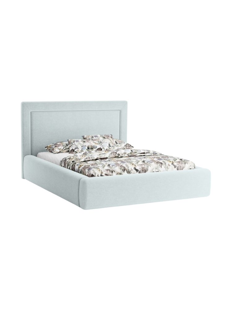 Design Polsterbett „Valerie“ mit Ablagefach, Strukturstoff Satinblau CXL by Christian Lacroix
