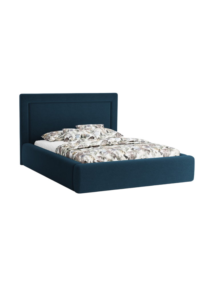 Design Polsterbett „Valerie“ mit Ablagefach, Strukturstoff Navy Blau CXL by Christian Lacroix