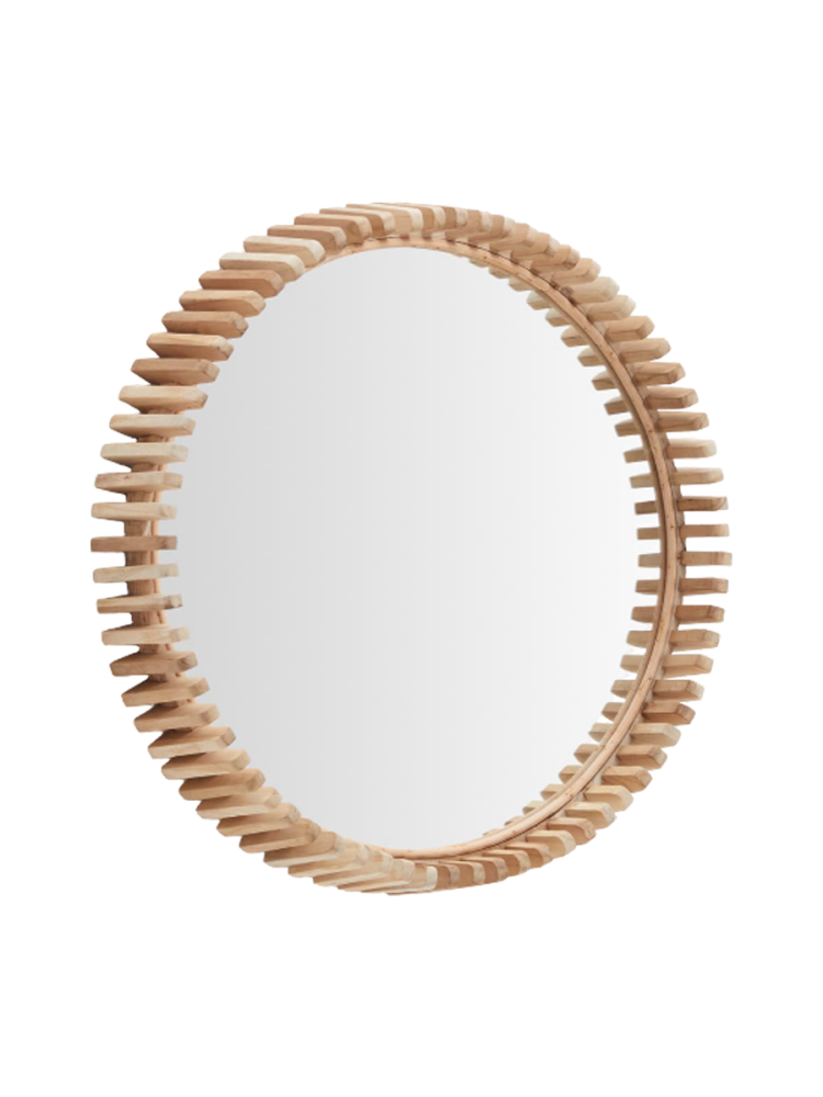 Design Wandspiegel „Polko“ mit Rahmen aus massivem Teakholz Kave Home