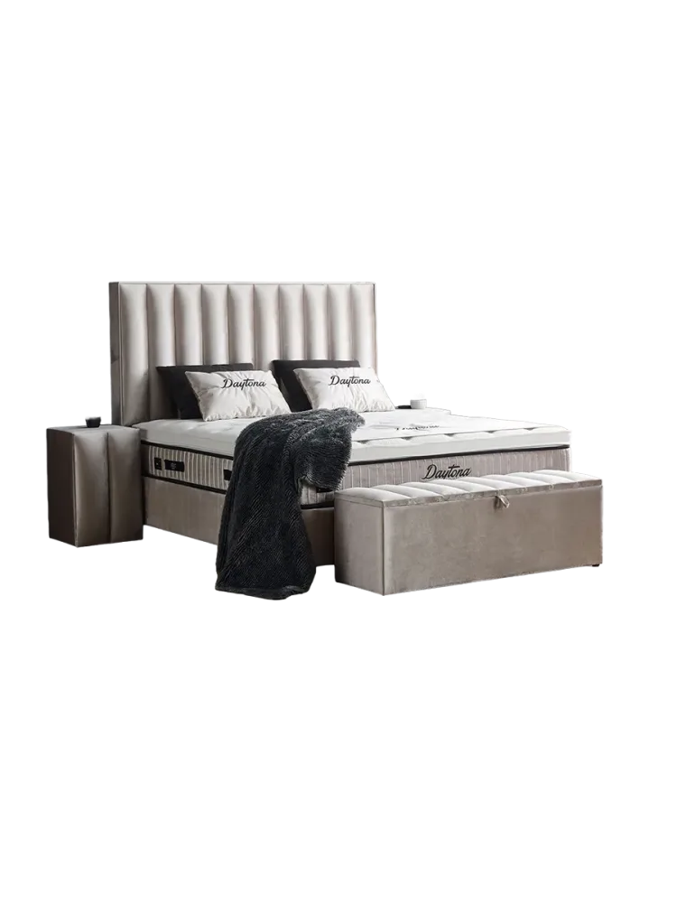 Premium Boxspringbett „Daytona“ inkl. Matratze & Topper Beige  160 x 200 cm ABC Bedding