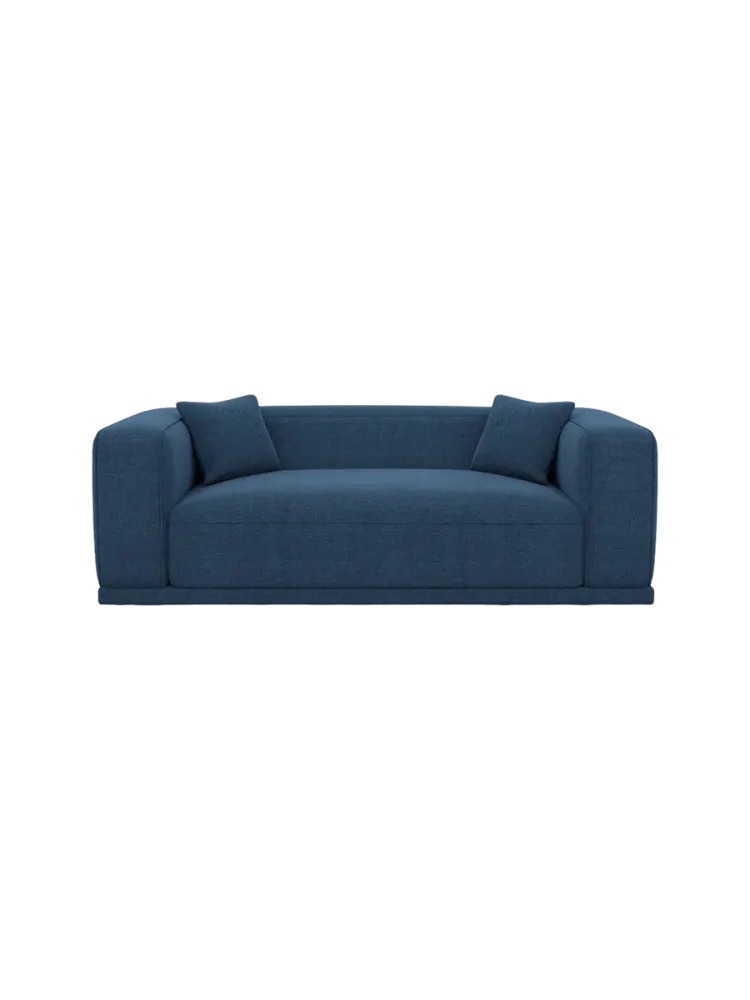 3-Sitzer Design Sofa „Dune“ mit Strukturstoff-Bezug Strukturstoff Dunkelblau BLOOMINGLOFT Collection
