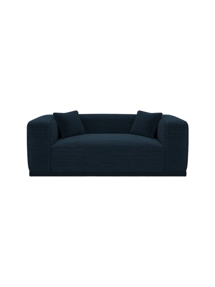 2-Sitzer Design Sofa „Dune“, Cordsamt Cordsamt Dunkelblau BLOOMINGLOFT Collection