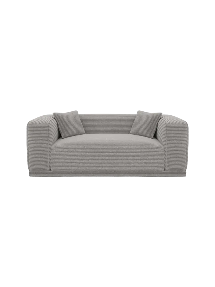 2-Sitzer Design Sofa „Dune“, Cordsamt Cordsamt Hellgrau BLOOMINGLOFT Collection