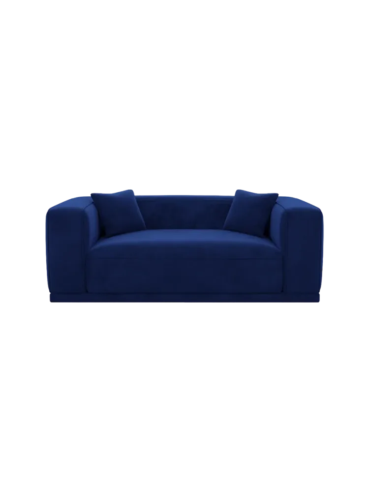 2-Sitzer Design Sofa „Dune“ mit Samtbezug Samtbezug Königsblau BLOOMINGLOFT Collection