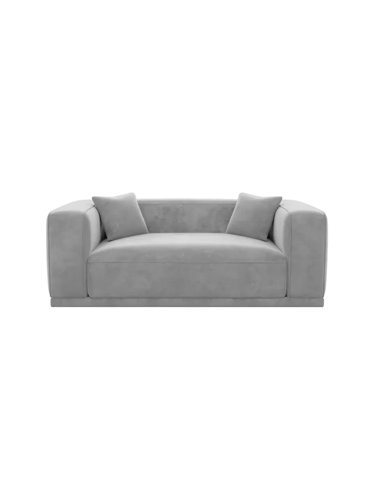 2-Sitzer Design Sofa „Dune“ mit Samtbezug Samtbezug Hellgrau BLOOMINGLOFT Collection