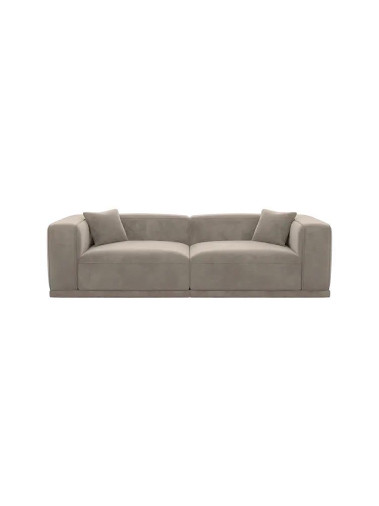 4-Sitzer Design Sofa „Dune“ mit Samtbezug Samtbezug Beige dunkel BLOOMINGLOFT Collection