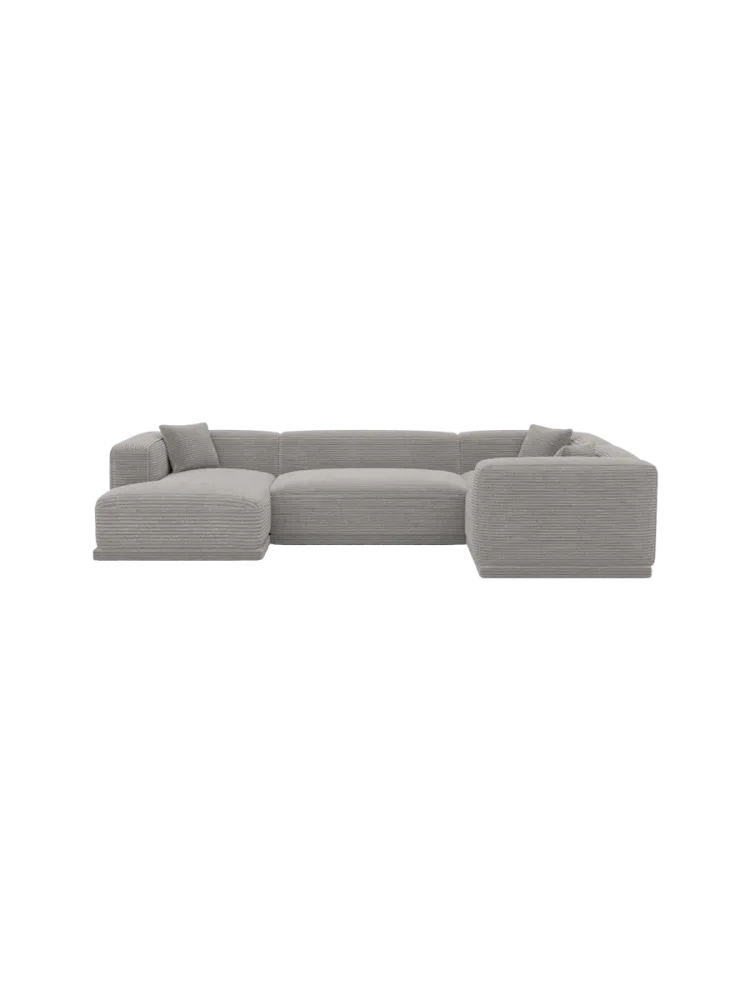 5-Sitzer Design Panorama-Sofa „Dune“, Cordsamt Cordsamt Hellgrau BLOOMINGLOFT Collection