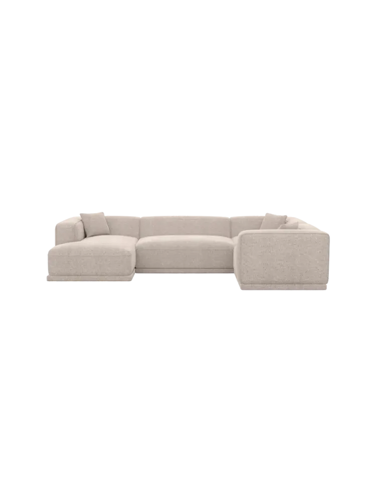 5-Sitzer Design Panorama-Sofa „Dune“ mit Strukturstoff-Bezug Strukturstoff Beige BLOOMINGLOFT Collection