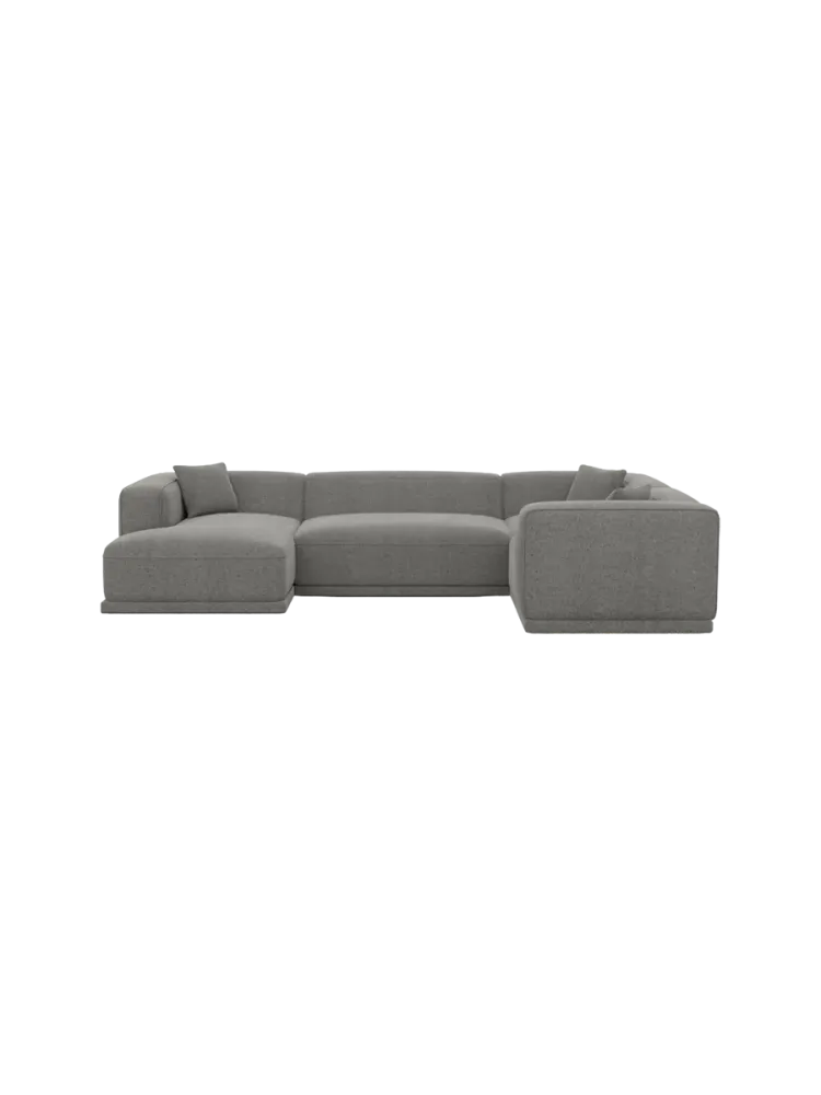 5-Sitzer Design Panorama-Sofa „Dune“ mit Strukturstoff-Bezug Strukturstoff Grau BLOOMINGLOFT Collection