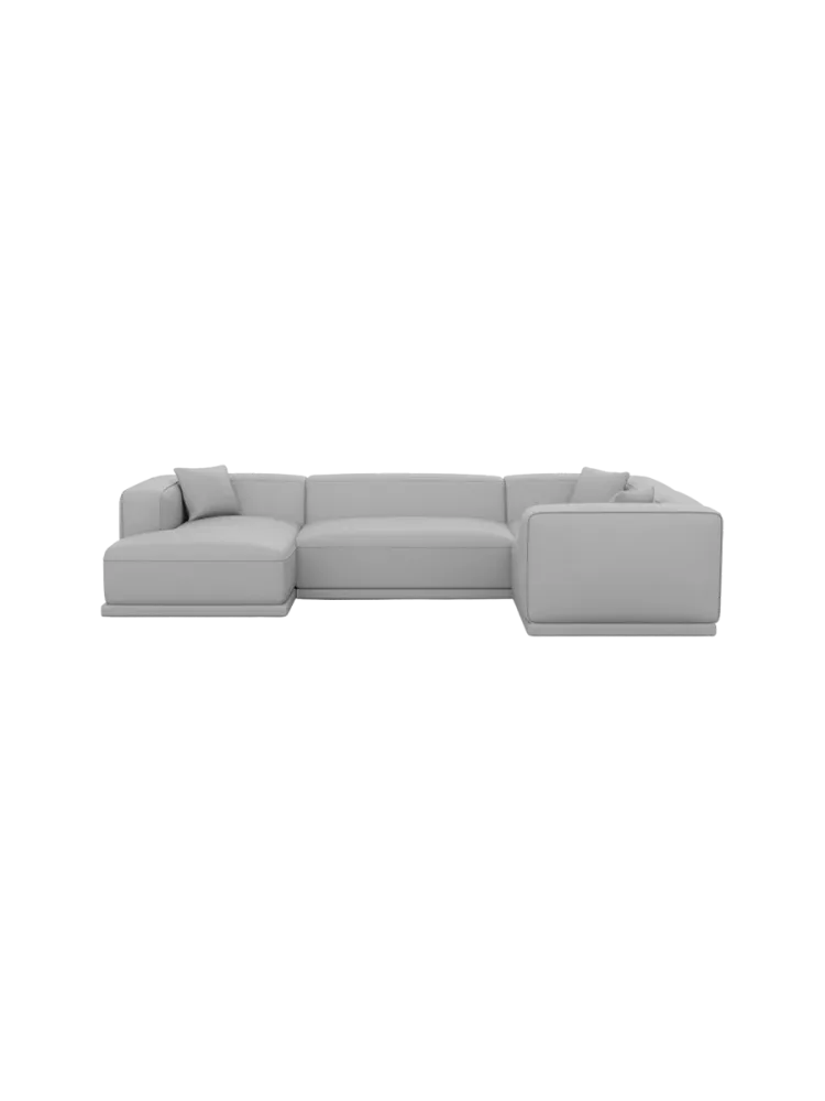 5-Sitzer Design Echtleder Panorama-Sofa „Dune“ Echtleder Light Grey BLOOMINGLOFT Collection