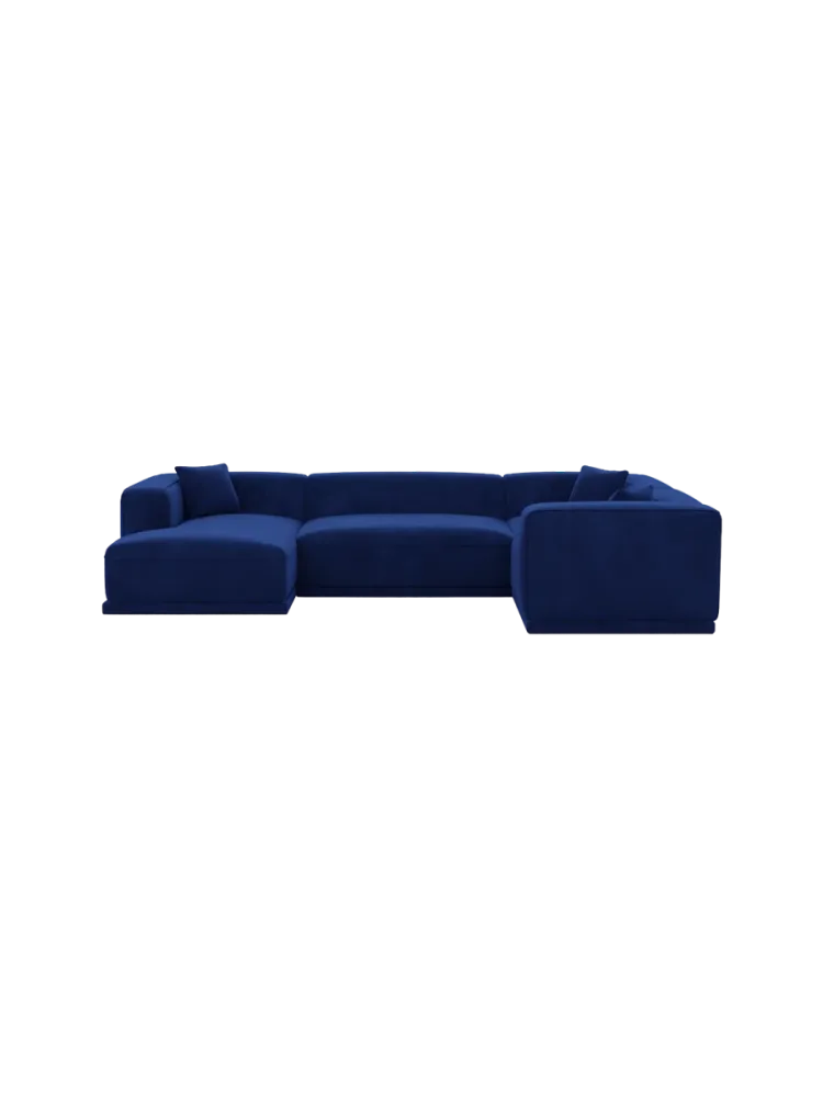 5-Sitzer Design Panorama-Sofa „Dune“ mit Samtbezug Samtbezug Königsblau BLOOMINGLOFT Collection