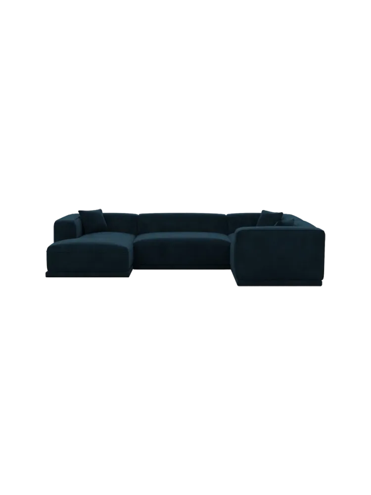 5-Sitzer Design Panorama-Sofa „Dune“ mit Samtbezug Samtbezug Petrol dunkel BLOOMINGLOFT Collection