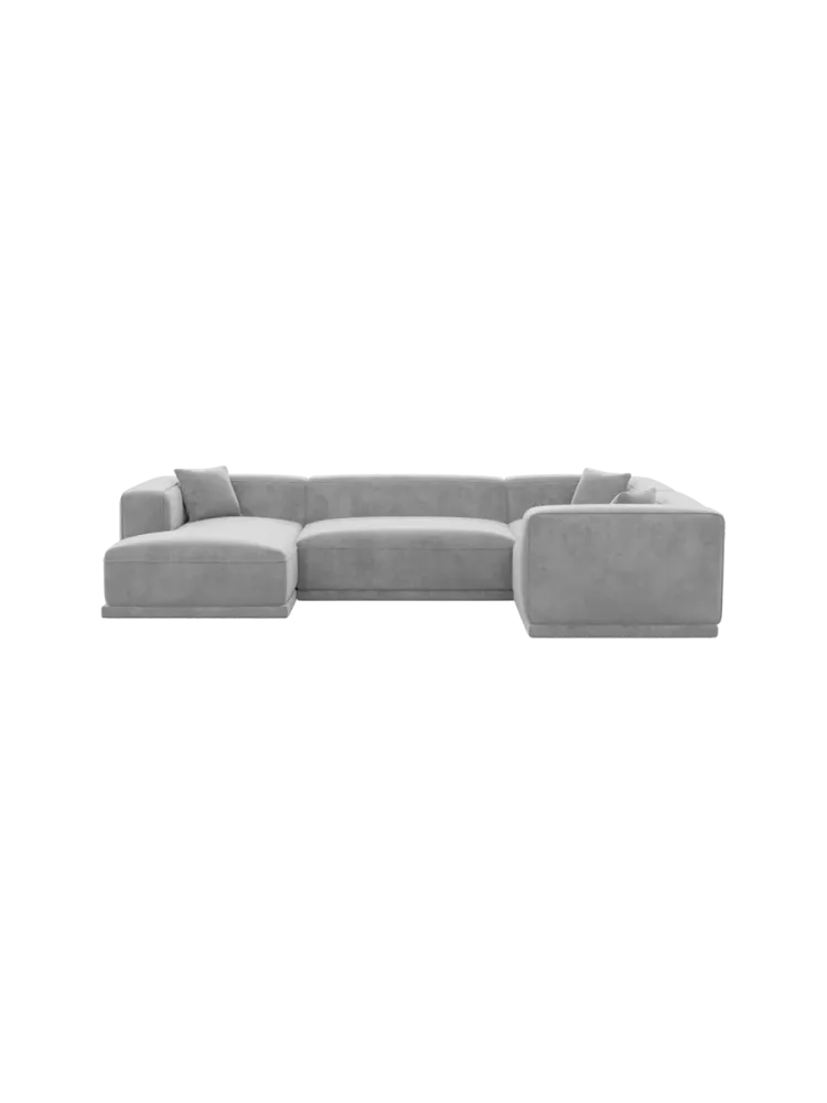 5-Sitzer Design Panorama-Sofa „Dune“ mit Samtbezug Samtbezug Hellgrau BLOOMINGLOFT Collection