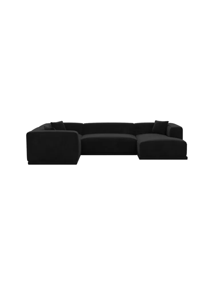 5-Sitzer Design Panorama-Sofa „Dune“ mit Strukturstoff-Bezug Strukturstoff Schwarz BLOOMINGLOFT Collection