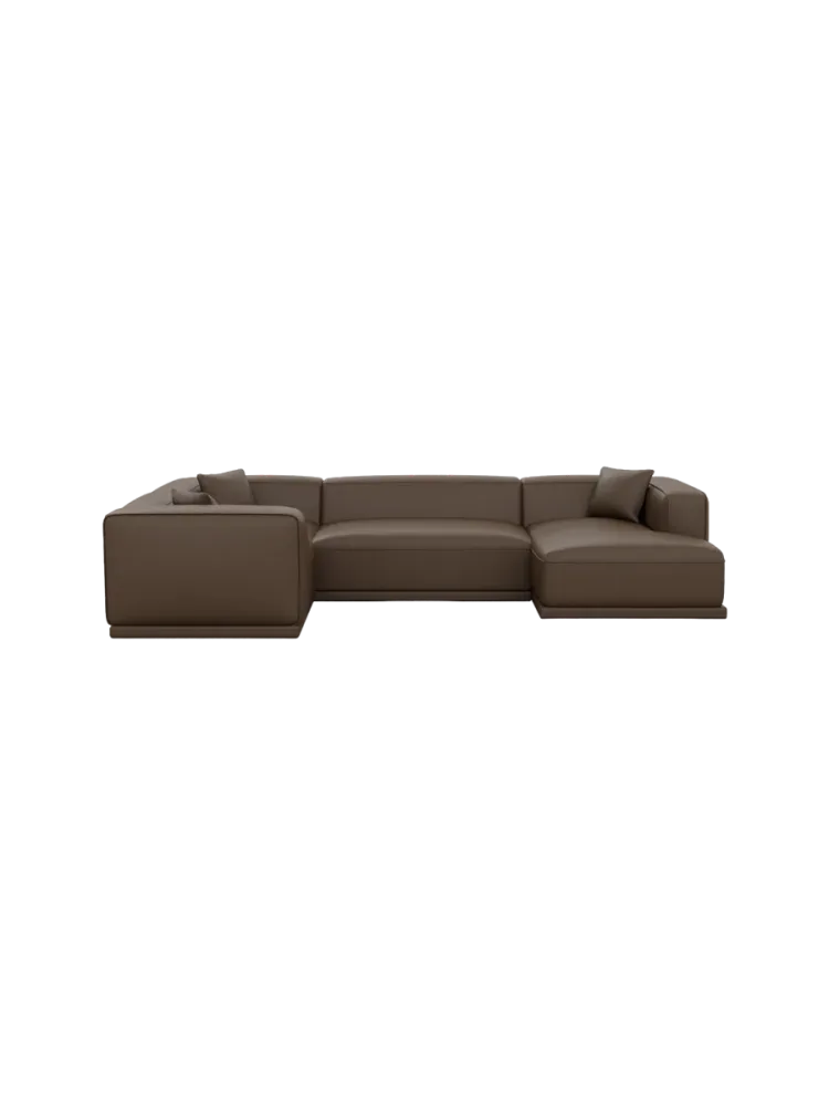 5-Sitzer Design Echtleder Panorama-Sofa „Dune“ Echtleder Dark Brown BLOOMINGLOFT Collection