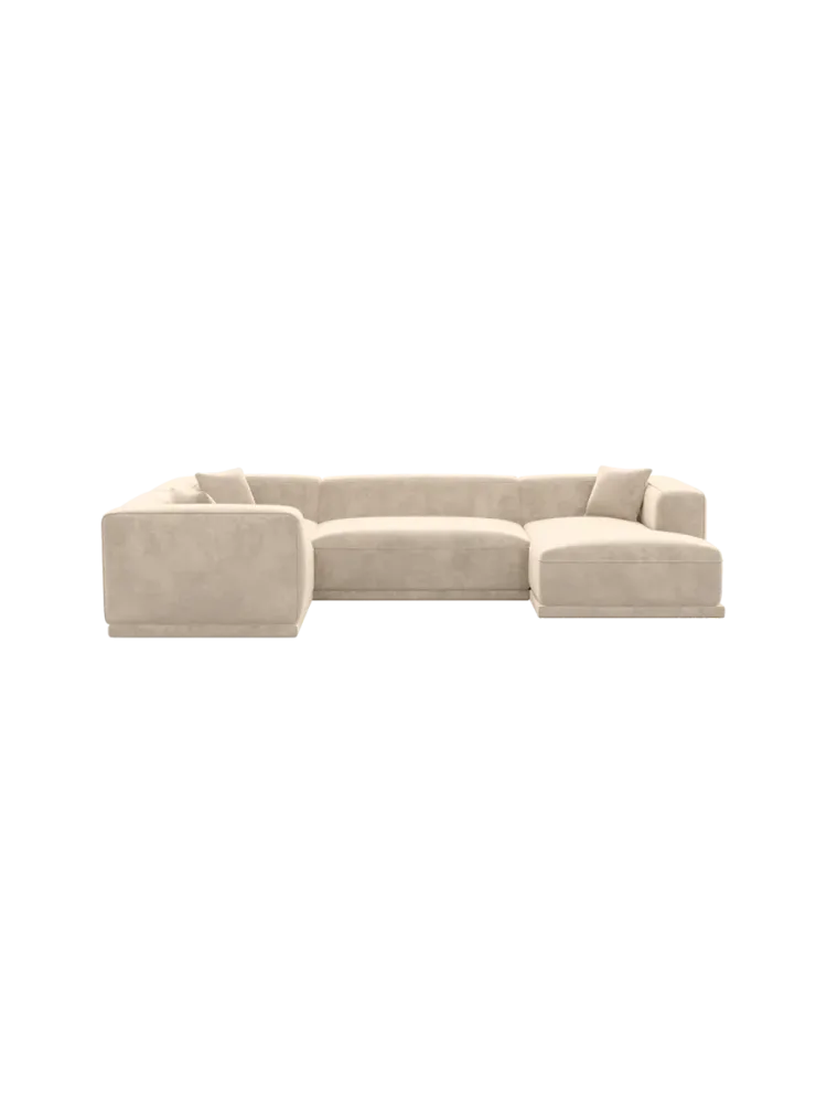 5-Sitzer Design Panorama-Sofa „Dune“ mit Samtbezug Samtbezug Cream BLOOMINGLOFT Collection