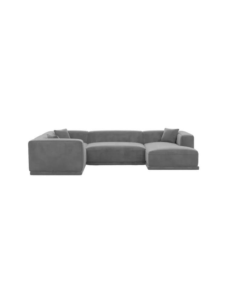 5-Sitzer Design Panorama-Sofa „Dune“ mit Samtbezug Samtbezug Dunkelgrau BLOOMINGLOFT Collection