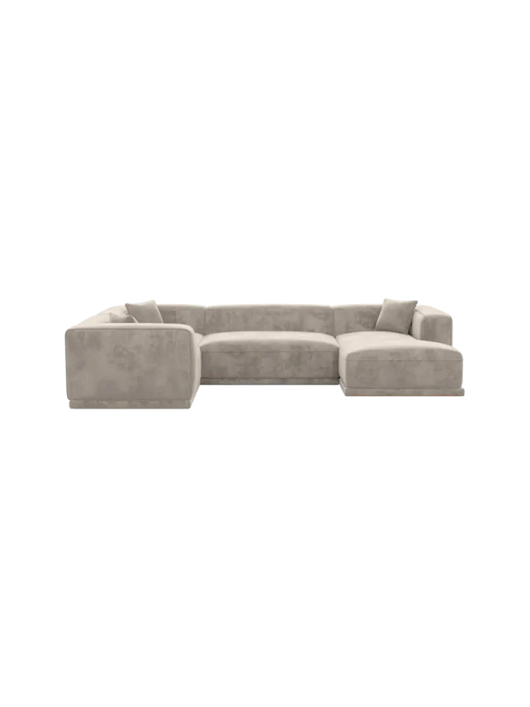 5-Sitzer Design Panorama-Sofa „Dune“ mit Samtbezug Samtbezug Sand BLOOMINGLOFT Collection