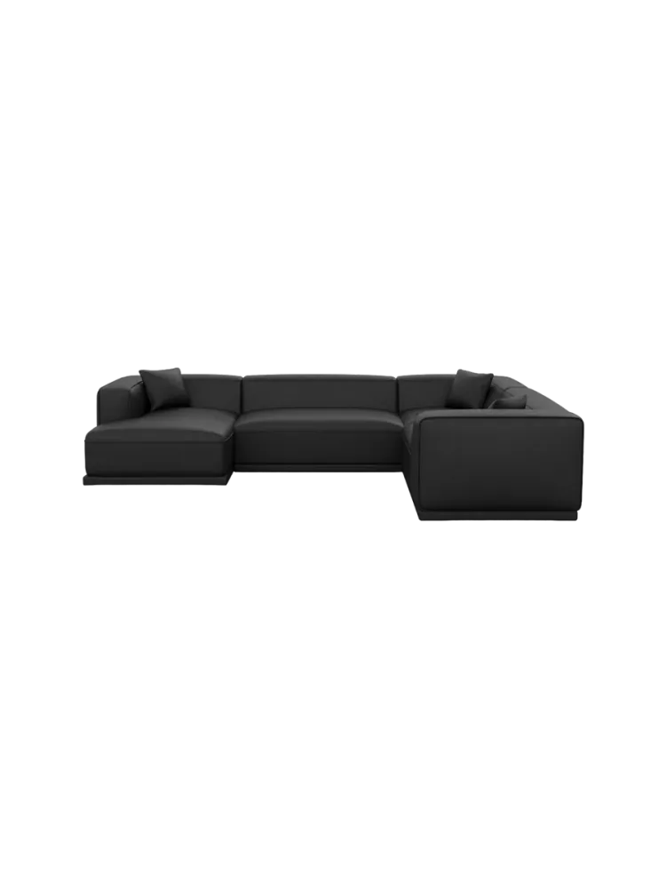 6-Sitzer Design Echtleder Panorama-Sofa „Dune XXL“ Echtleder Schwarz BLOOMINGLOFT Collection