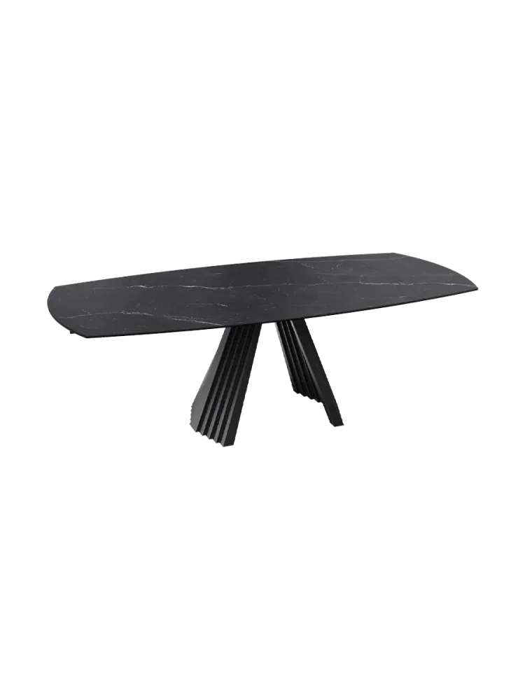 Ausziehbarer Designer Esstisch „Gotham“ aus Keramik, in verschiedenen Grössen Marquina matt 150-230 x 110 cm Akante Design